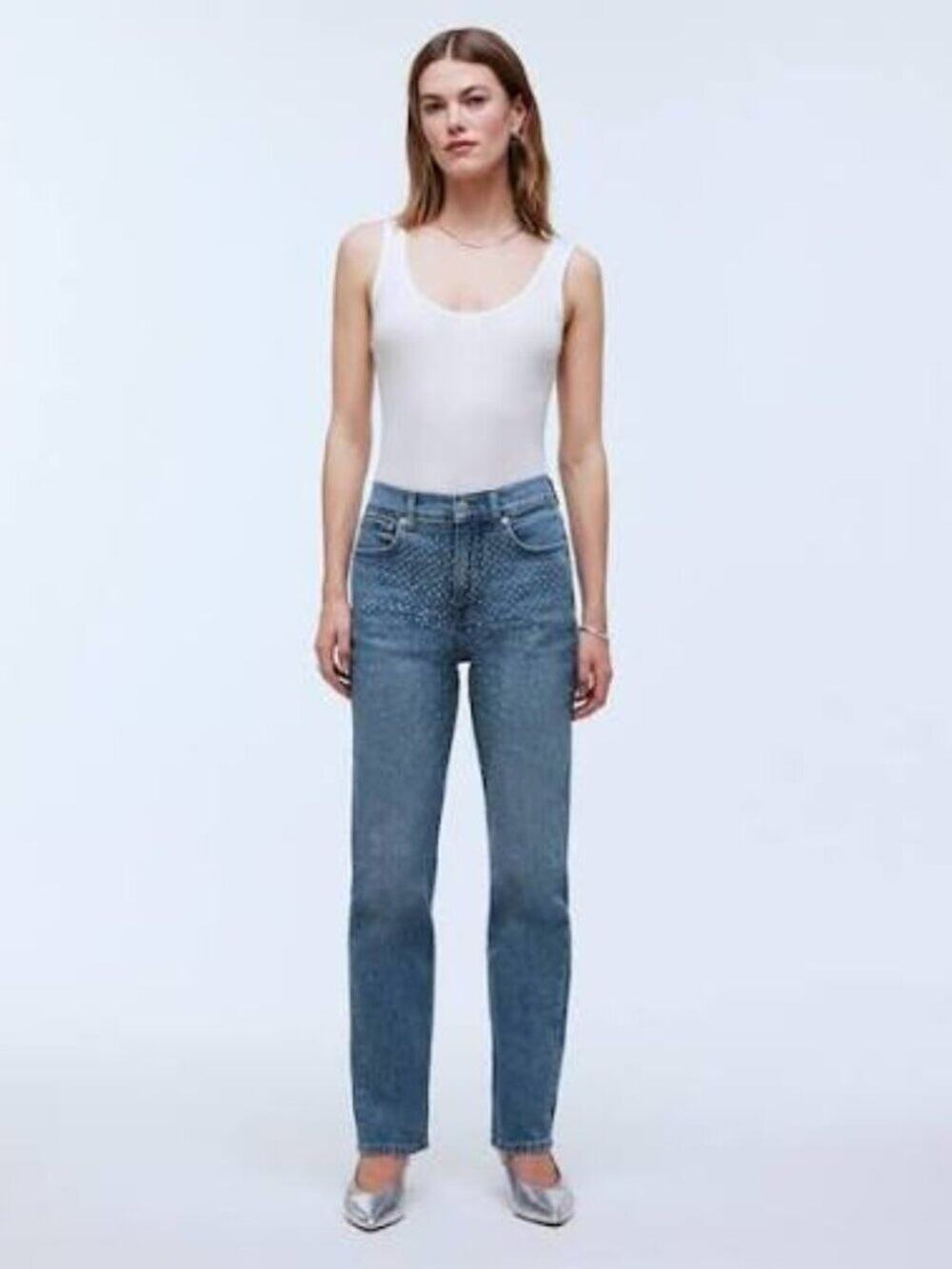 Madewell The '90s Rhinestone Straight Jean Enmore Wash